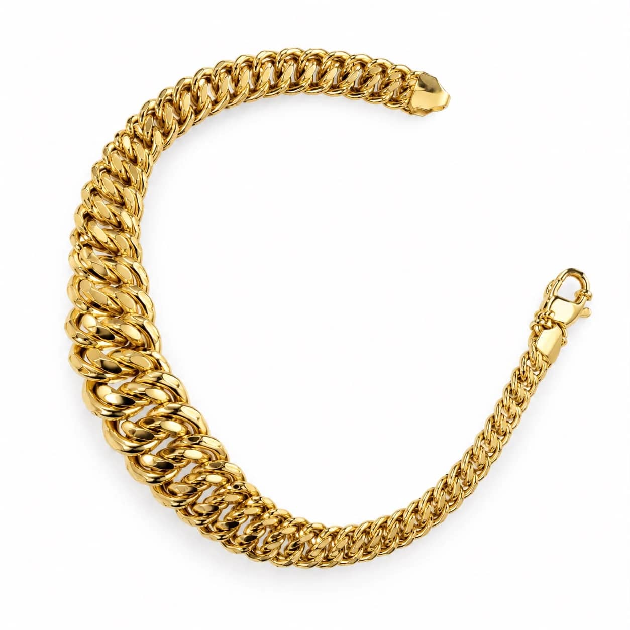 Graduated gold double-link bracelet